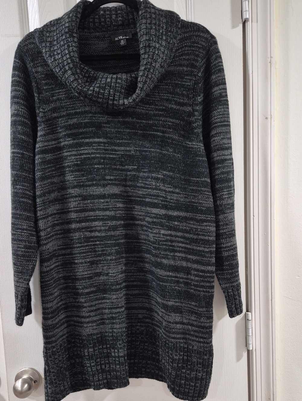 Alyx Marled Black & Gray Cowl Neck Sweater